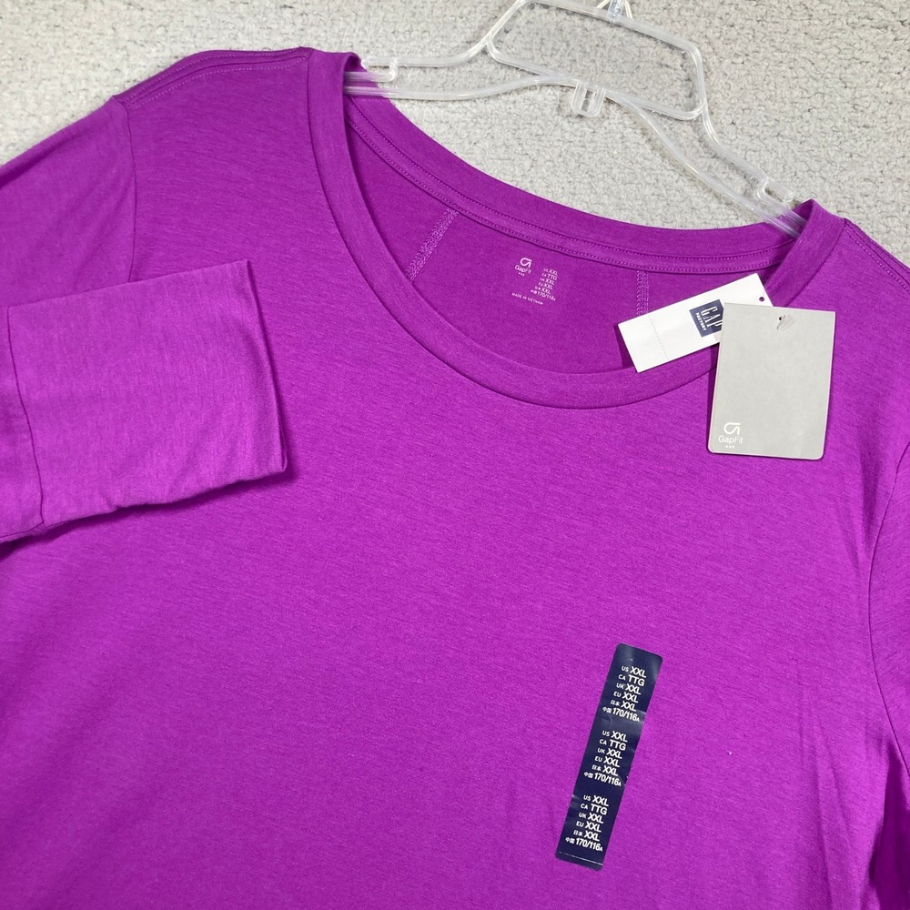 GapFit G Wick Top Women XXL NEW Posh Purple Long Sleeve Thumbhole Active Shirt
